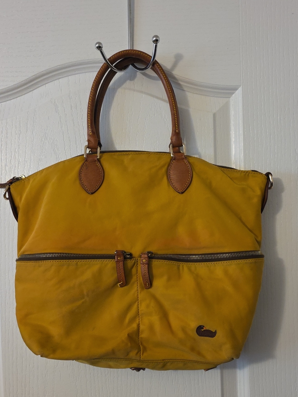 Dooney & Bourke Yellow Leather-Trim Tote Bag